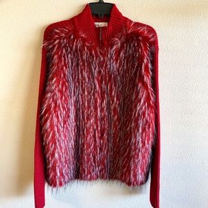 NEW Kikit by Maurice Sasson Faux Fur & Knit Jacket